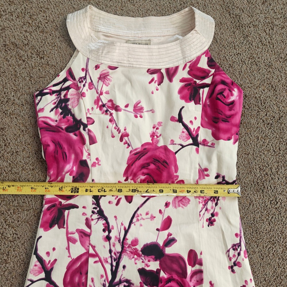 Karen Millen Floral Rose Sleeveless Halter Neck Knee Length Easter Dress US 4 - Picture 10 of 12